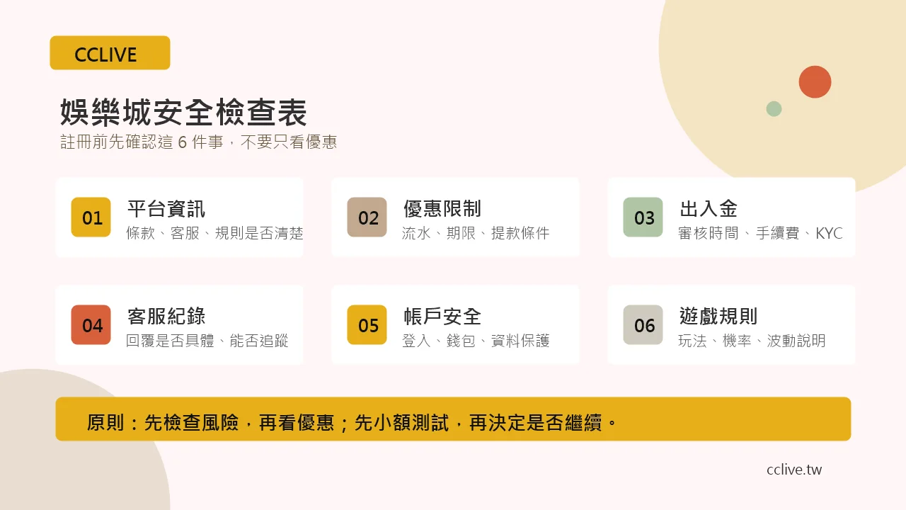 彩城娛樂 CCLIVE 娛樂城安全檢查表