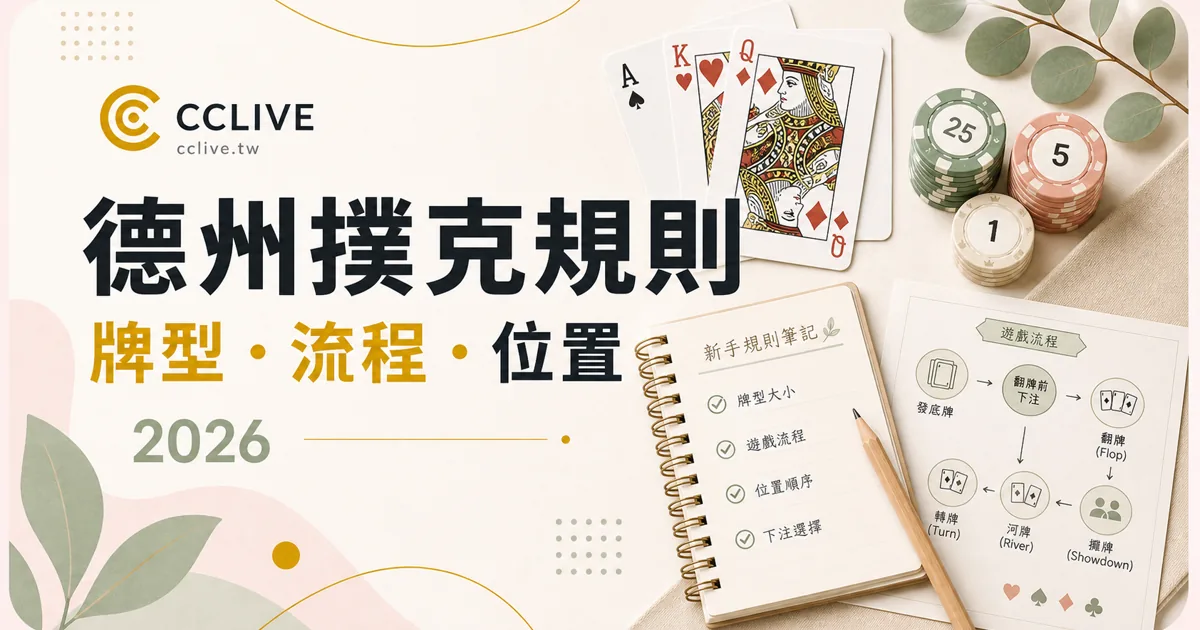 德州撲克規則 2026｜牌型大小、下注流程、位置與風險控管完整指南