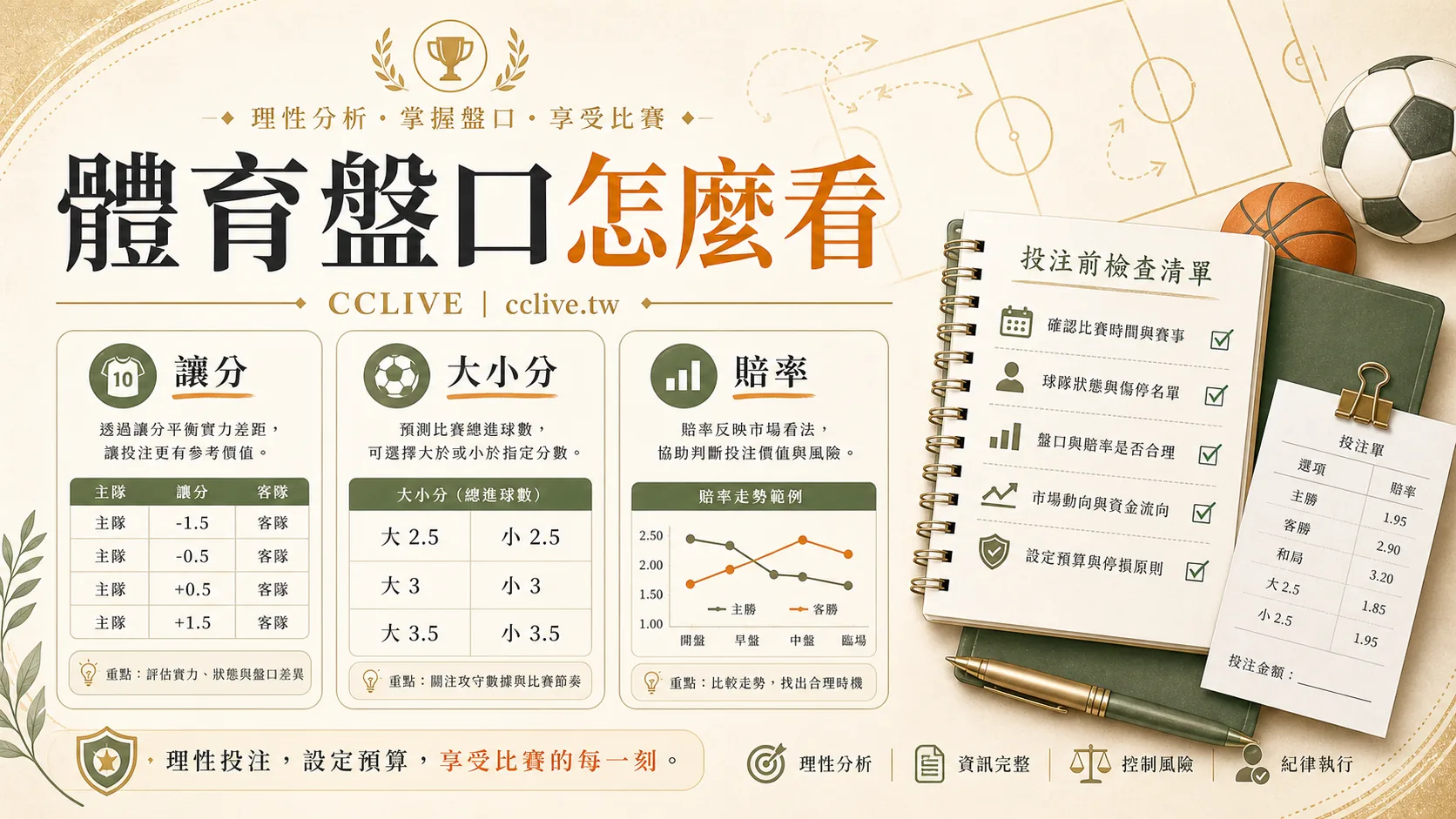 體育投注盤口怎麼看：讓分、大小分、賠率與風險控管｜彩城娛樂 CCLIVE