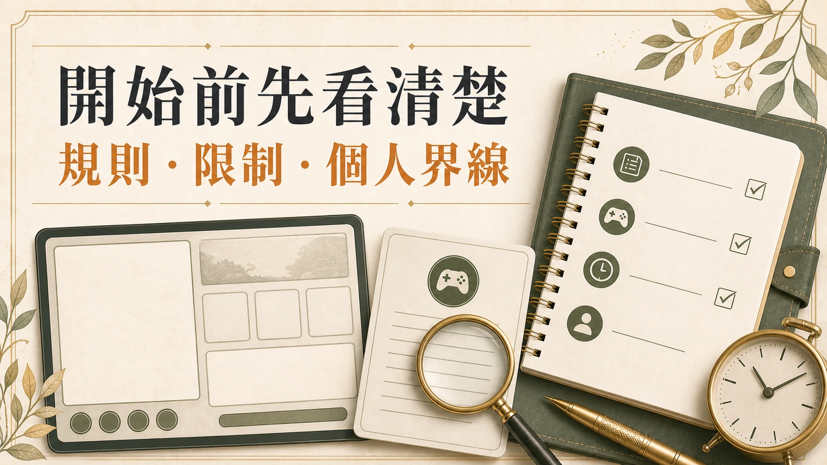遊戲頁面閱讀文章示意圖:開始前先看清楚規則、限制與個人界線。