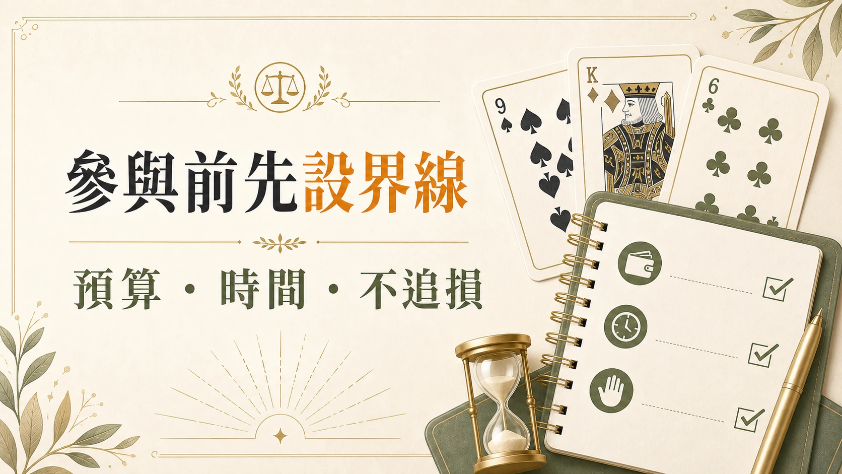 百家樂文章示意圖:參與前先設界線,預算、時間與不追損。