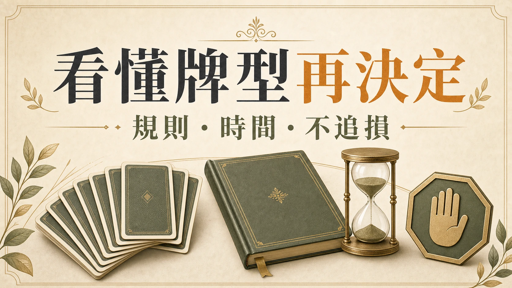 牌類玩法文章示意圖：看懂牌型再決定，規則、時間與不追損。