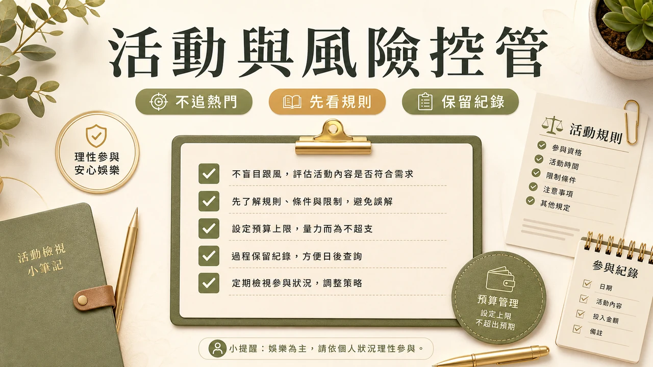CCLIVE 活動與風險控管，不追熱門、先看規則、保留紀錄檢查重點