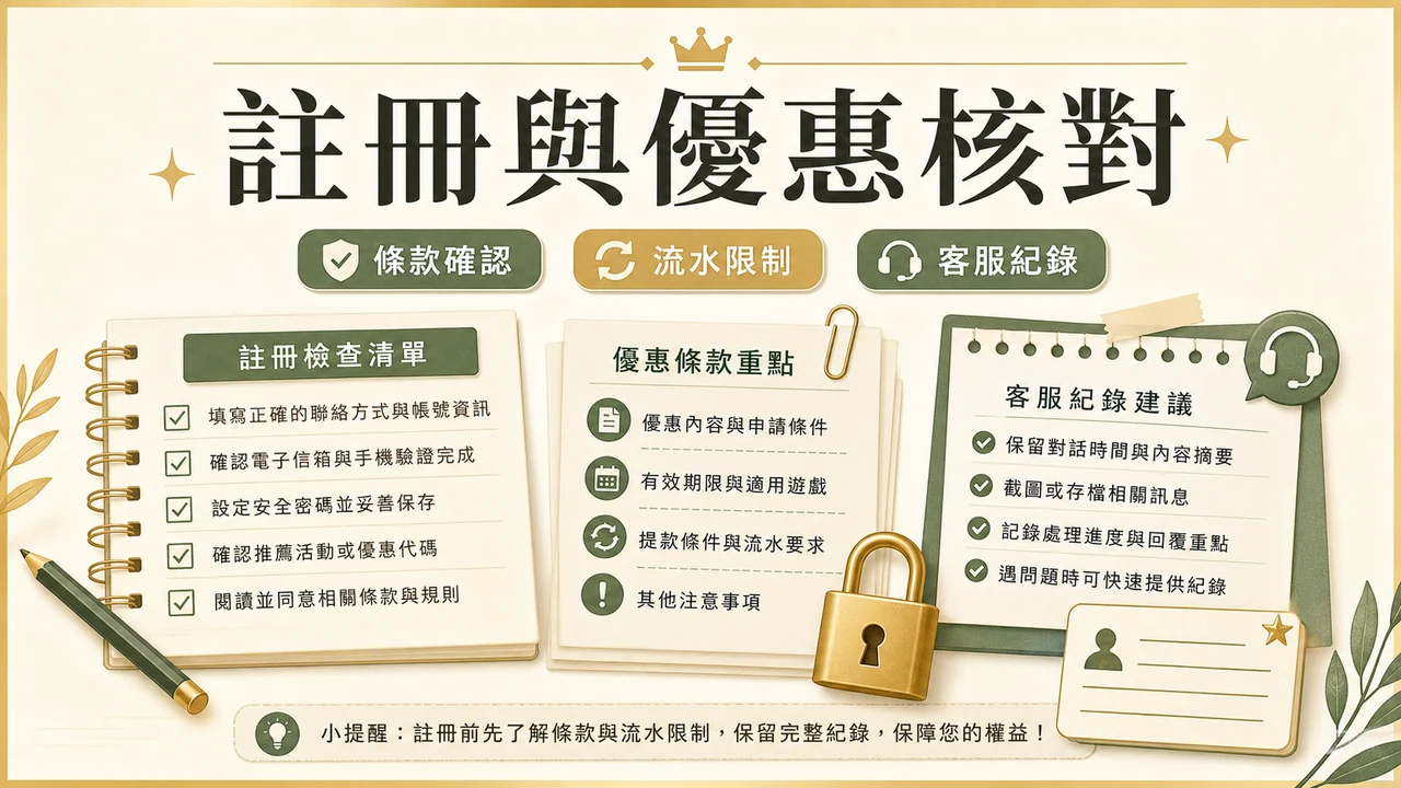 CCLIVE 註冊與優惠核對，條款確認、流水限制、客服紀錄檢查重點