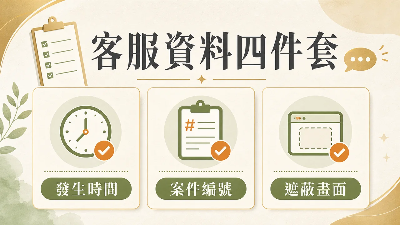 聯絡客服前準備發生時間、案件編號與遮蔽畫面