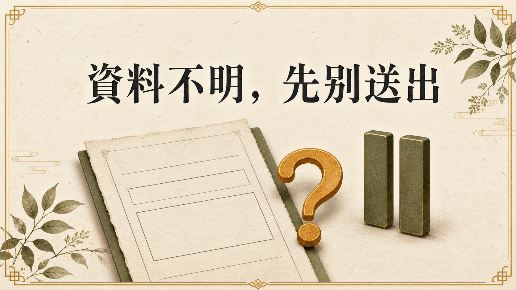 未填完成表單與問號、暫停印章，表示資料不明時先不提交。