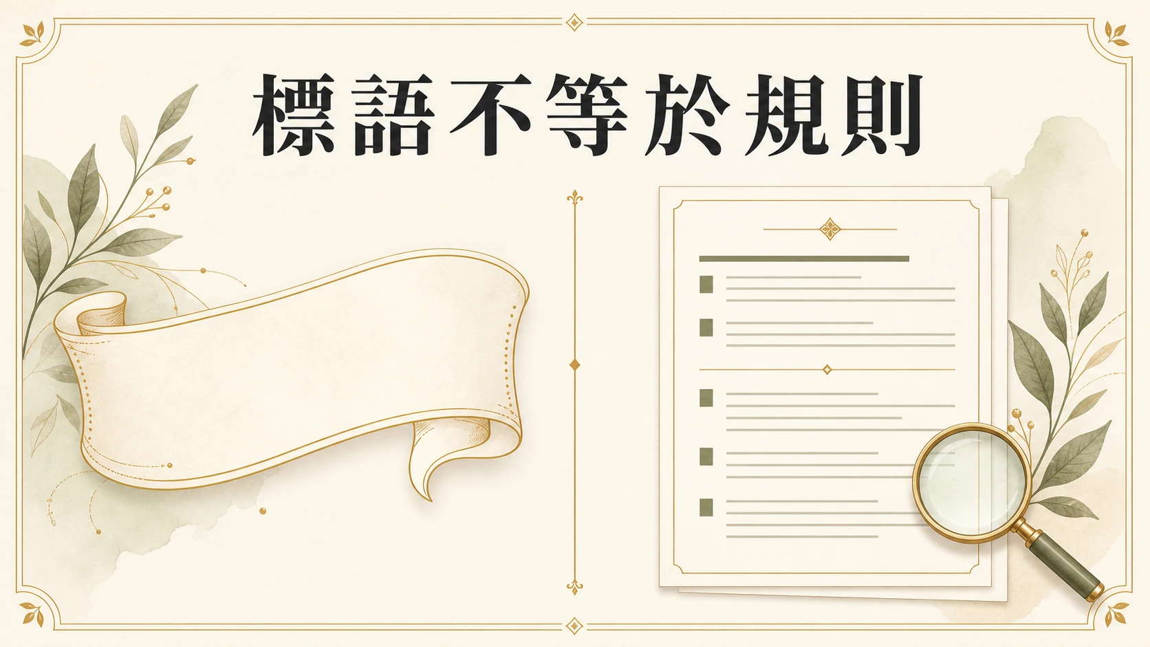將醒目標語與規則文件分開閱讀的資訊圖