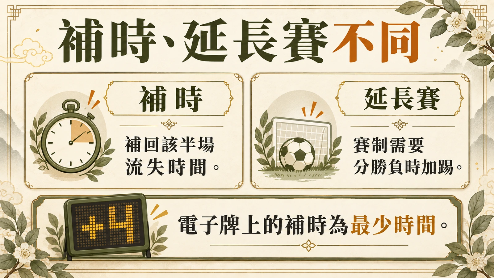 補時、延長賽不同